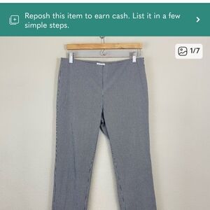 J. Jill Bistretch Check Plaid Black & White Cuff Pull On Pants Size 10